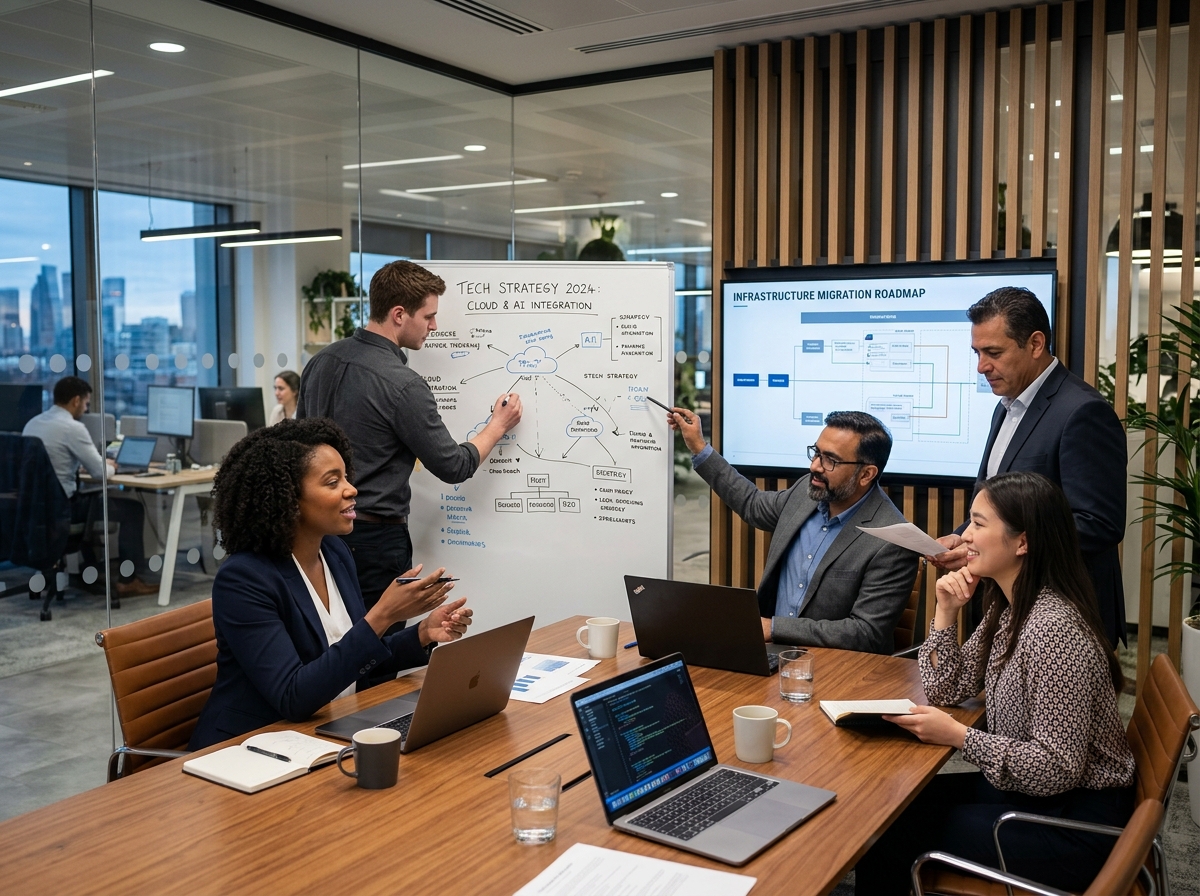 Professional business meeting in modern office