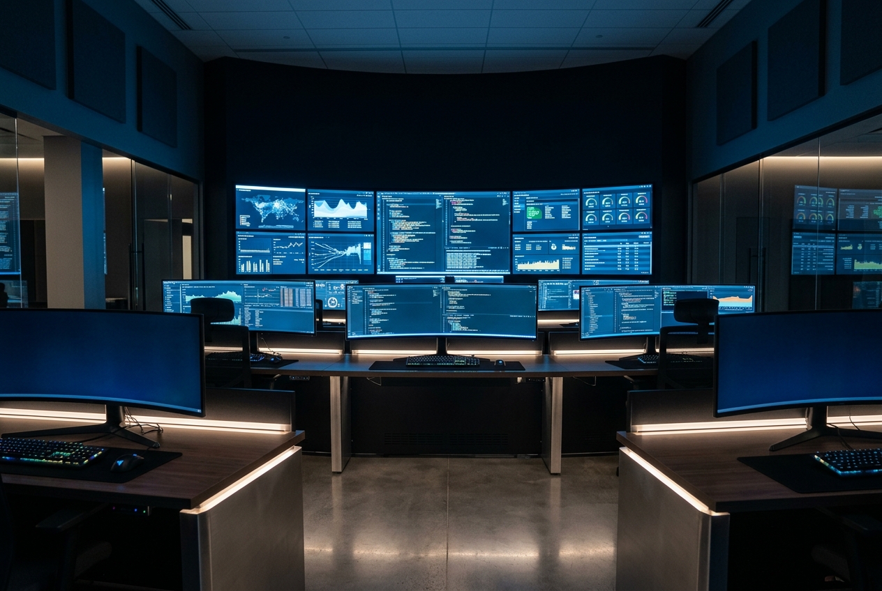 Software engineering workspace with code